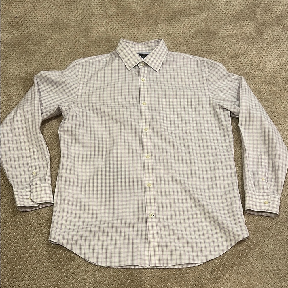 Banana Republic White and Gray Casual Button Down Shirt